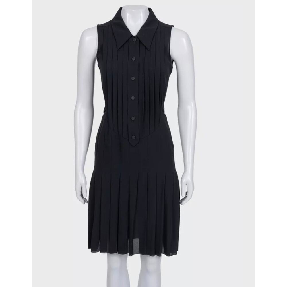 Chanel Black Silk Pleated Dress Sz.34